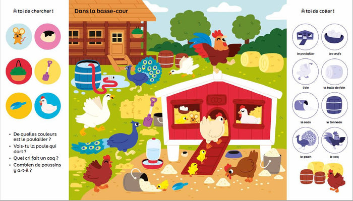 101 choses à trouver et à coller: Les animaux de la ferme