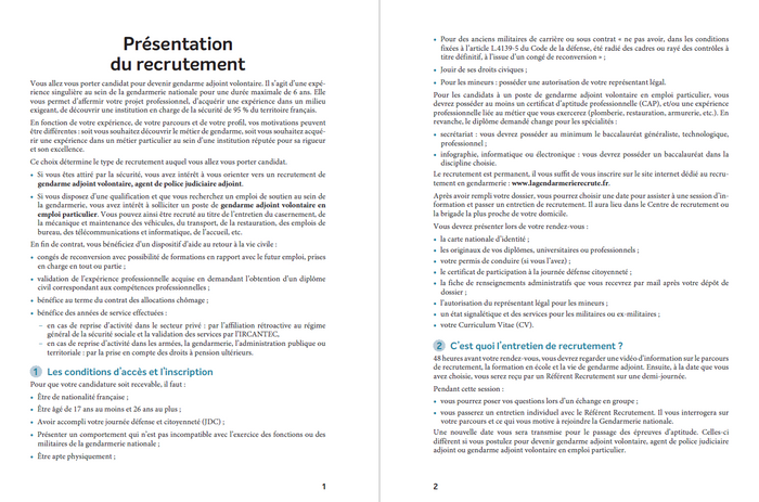 Epreuves de sélection Gendarme adjoint volontaire 2024