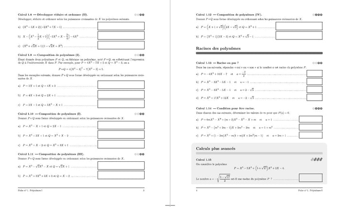 Cahier de calcul en maths 1re
