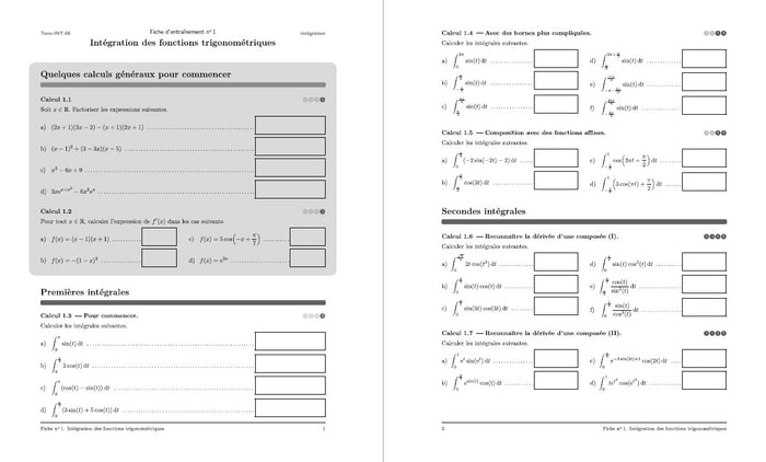 Cahier de calcul en maths Terminale
