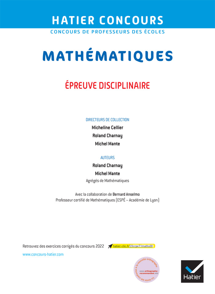 Mathématiques - CRPE 2024-2025 - Epreuve écrite d'admissibilité