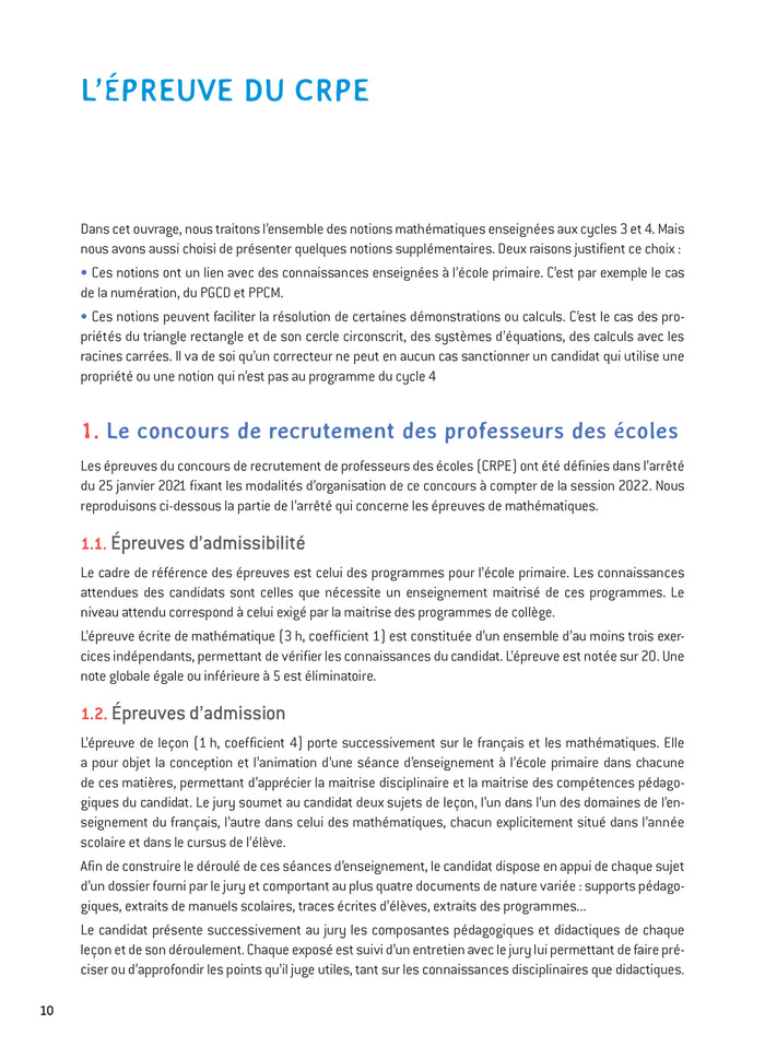 Mathématiques - CRPE 2024-2025 - Epreuve écrite d'admissibilité