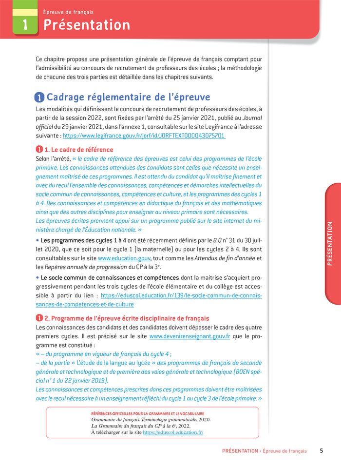 Français - CRPE 2024-2025 - Epreuve écrite d'admissibilité