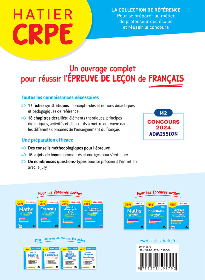 Français - CRPE 2024-2025 - Epreuve orale d'admission