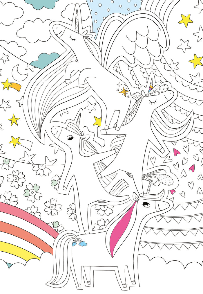 Coloriages Fabuleuses licornes - pochette 6 feutres pailletés