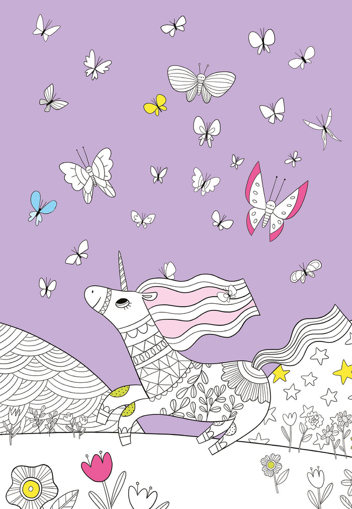 Coloriages Fabuleuses licornes - pochette 6 feutres pailletés