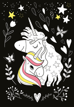 Coloriages Fabuleuses licornes - pochette 6 feutres pailletés