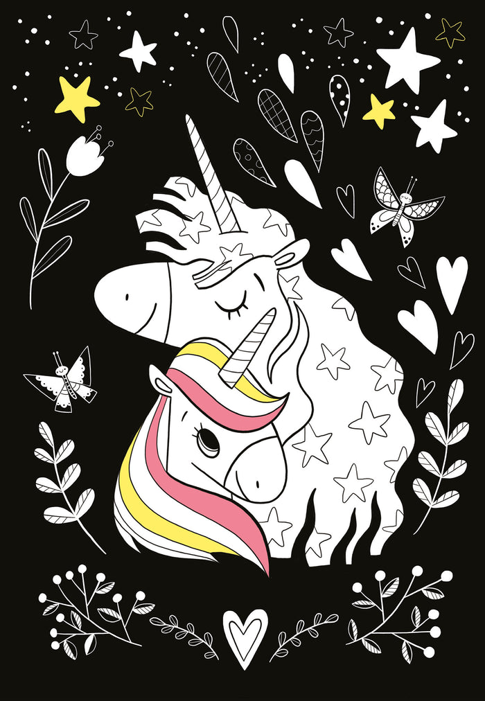 Coloriages Fabuleuses licornes - pochette 6 feutres pailletés