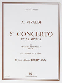 Concerto n°6 en la mineur, Op. 3, Estro Armonico - Violon et Piano