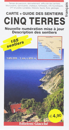 Cinq Terres. Carte. Guide des sentiers. 185 sentiers, echelle 1:25.000