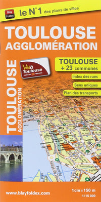 Plan de la ville de Toulouse et de son agglomération - Echelle : 1/15 000, avec index - Localisation des stations VélÔToulouse