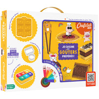 Chefclub Kids Coffret - Je cuisine mes goûters préférés ! Coffret incluant 1 livre de cuisine, 2 emporte-pièces, 1 moule à chocolat, 1 boîte à goûter