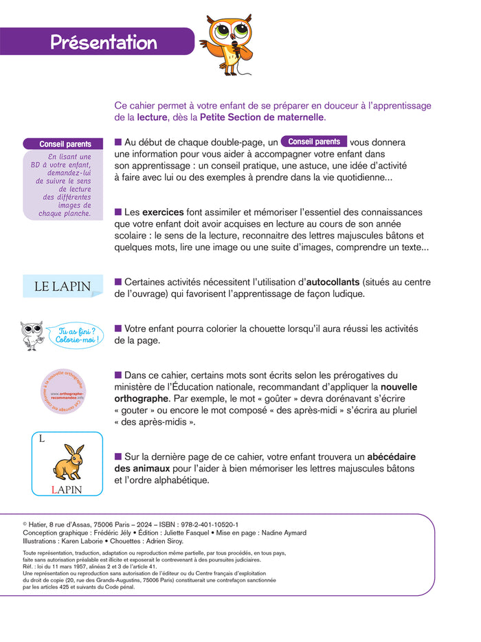 Chouette maternelle - Activités de lecture Petite Section - 3 ans