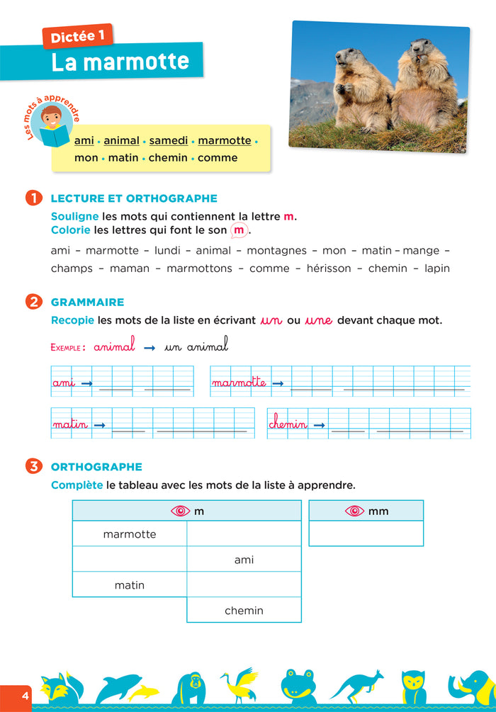 En route pour la dictée ! CE1 - Les animaux du monde