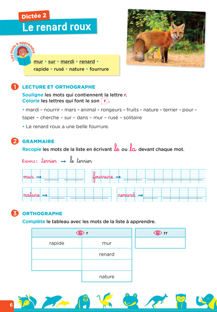 En route pour la dictée ! CE1 - Les animaux du monde