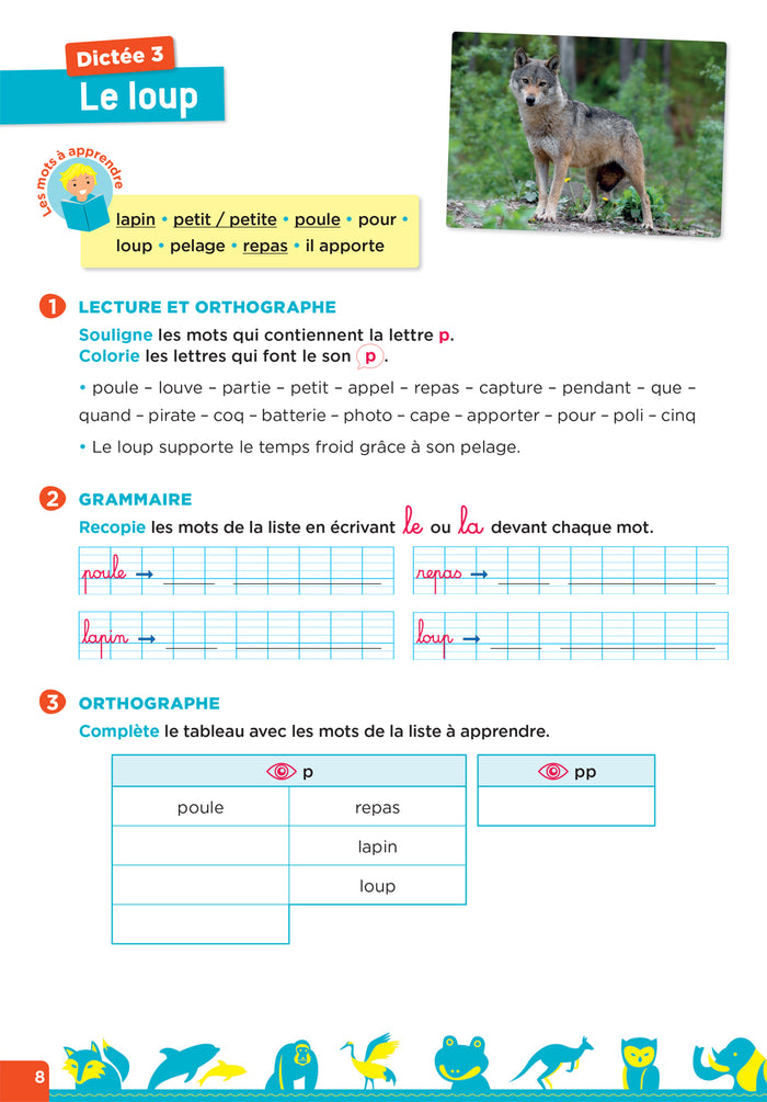 En route pour la dictée ! CE1 - Les animaux du monde