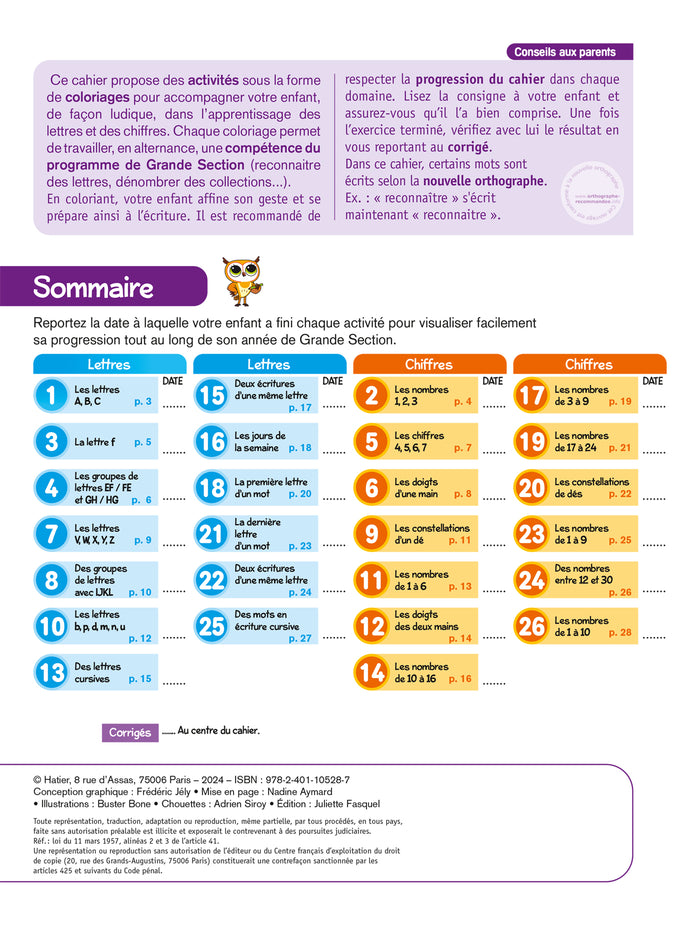 Chouette Maternelle - Activités de coloriage GS - 5 ans