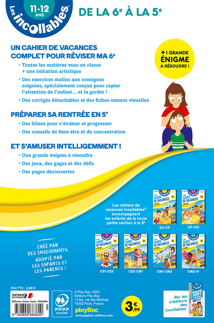 Cahier de vacances 2024 - Les incollables - 6e à 5e