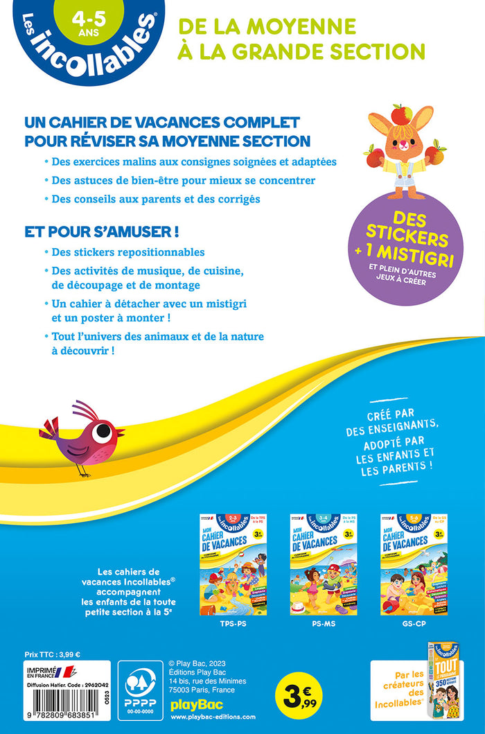 Cahier de vacances 2025 - Les incollables