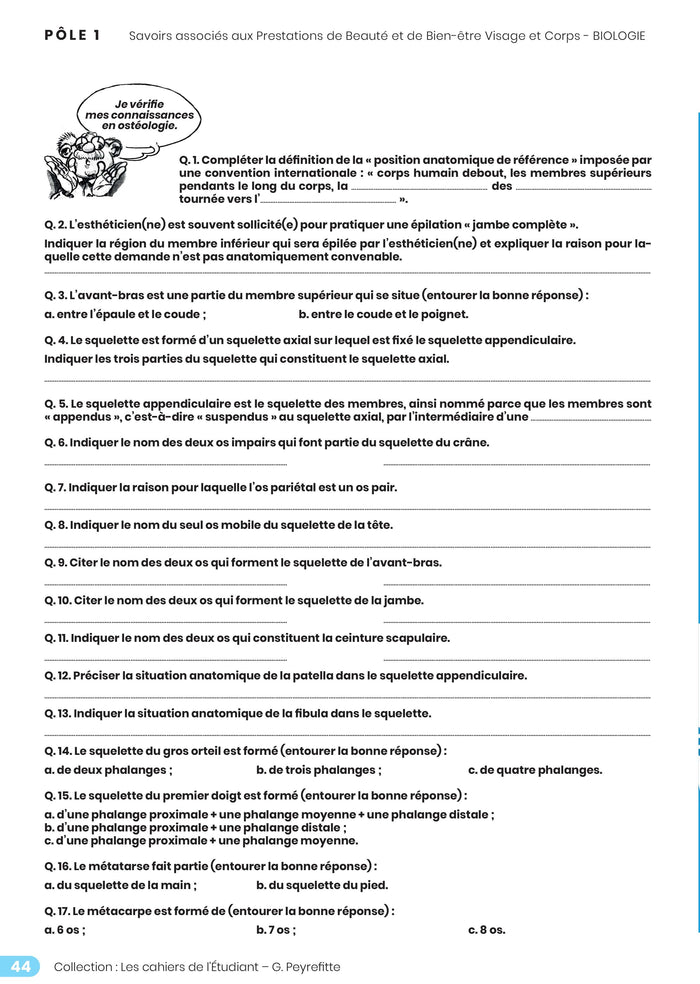 Cahier 1. Organisation du corps humain