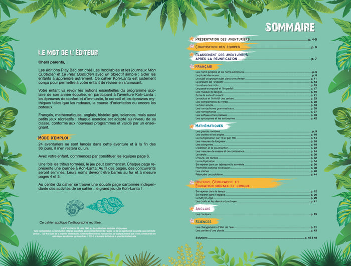 Cahier de vacances 2025 Koh Lanta - Les incollables - CE2 au CM1 - 8/9 ans