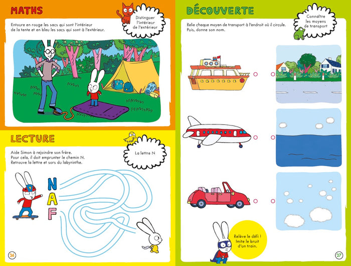 Cahier de vacances Simon - Les incollables - Petite Section à Moyenne Section