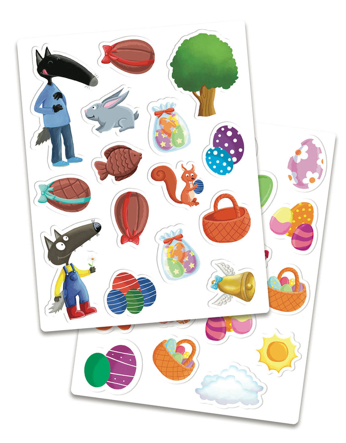 P'tit loup - mes stickers en relief - vive pâques