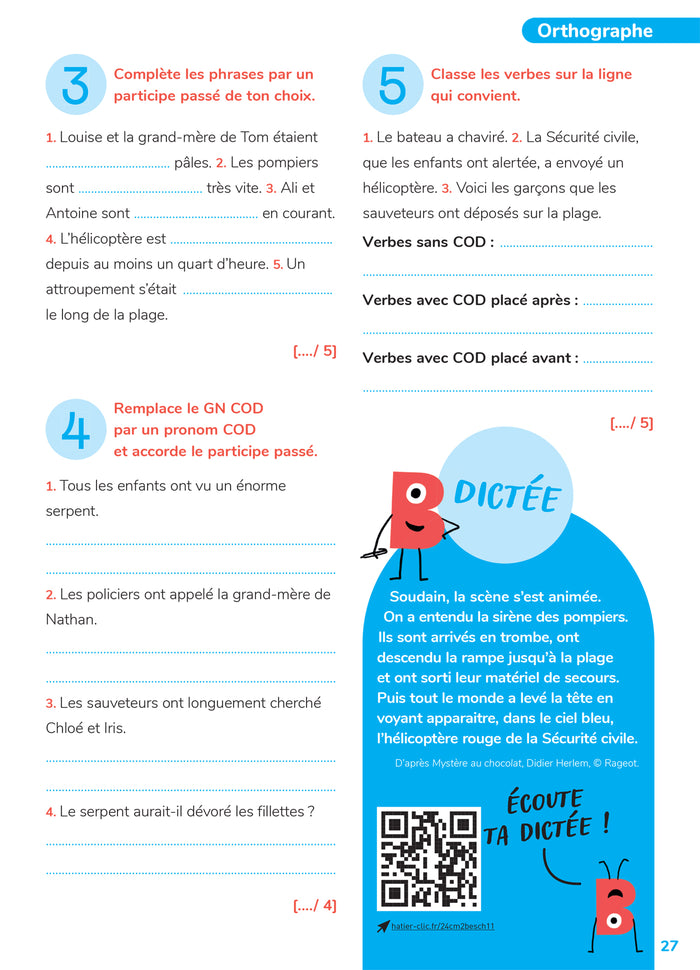 Mon cahier d'entraînement en français CM2 - 10 ans