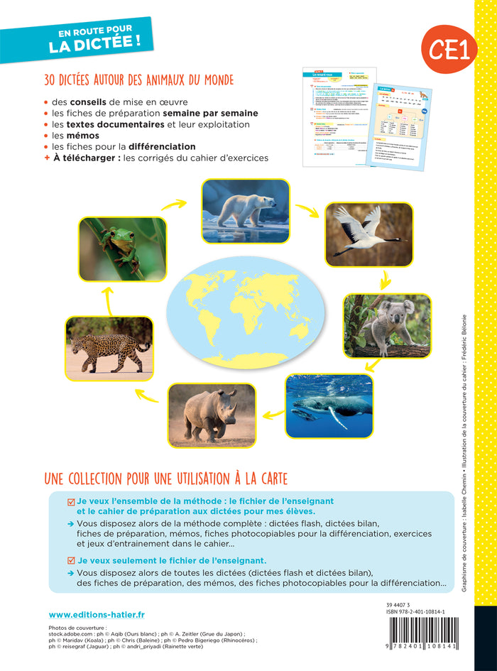 En route pour la dictée ! CE1 - Les animaux du monde