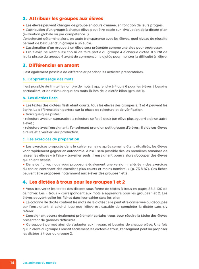 En route pour la dictée ! CE1 - Les animaux du monde