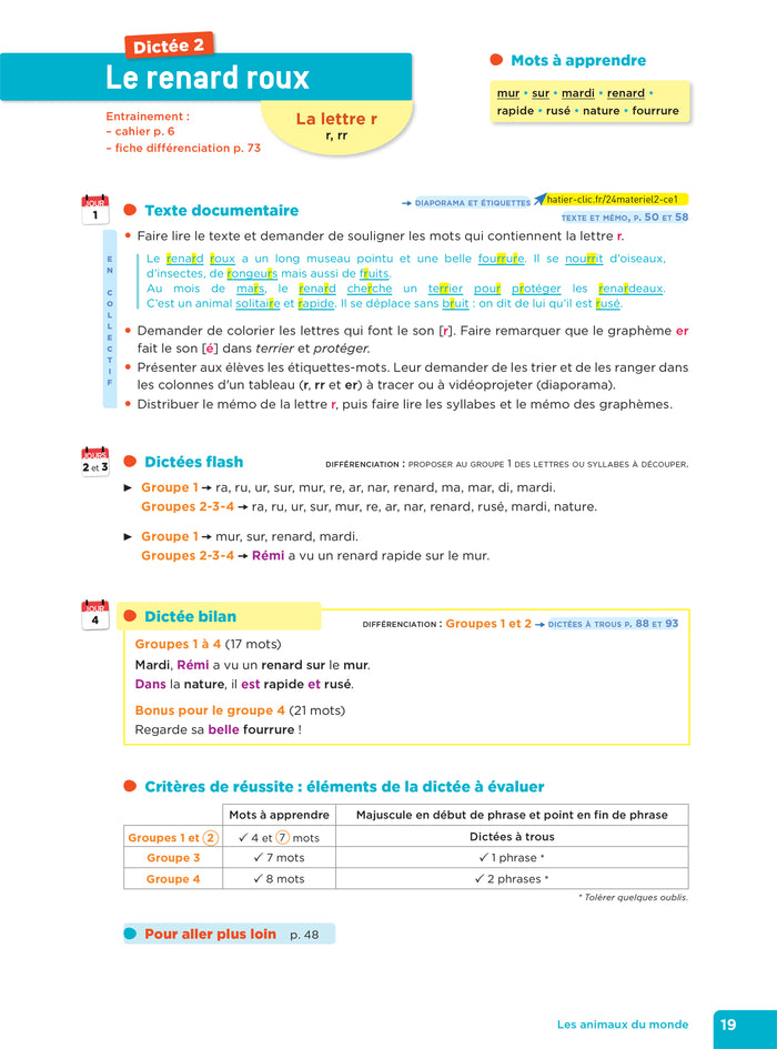 En route pour la dictée ! CE1 - Les animaux du monde