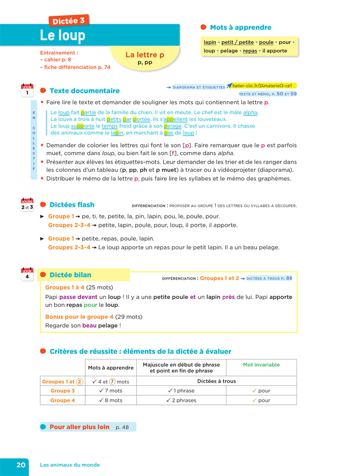 En route pour la dictée ! CE1 - Les animaux du monde