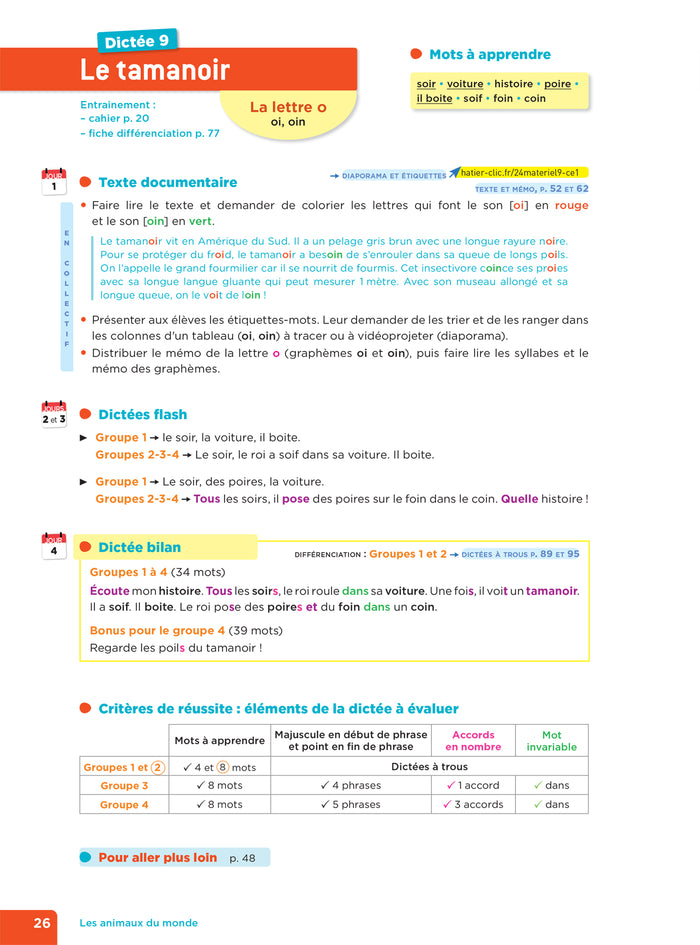 En route pour la dictée ! CE1 - Les animaux du monde