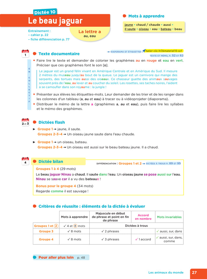 En route pour la dictée ! CE1 - Les animaux du monde