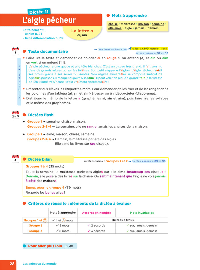 En route pour la dictée ! CE1 - Les animaux du monde