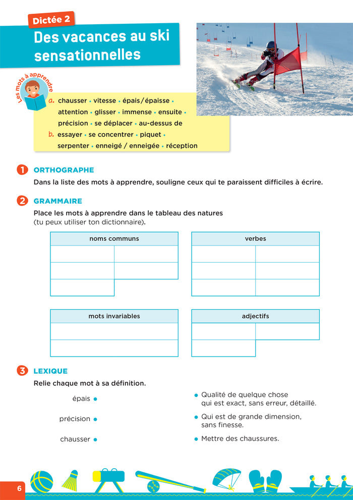 En route pour la dictée CE2-CM1 ! Vive le sport !
