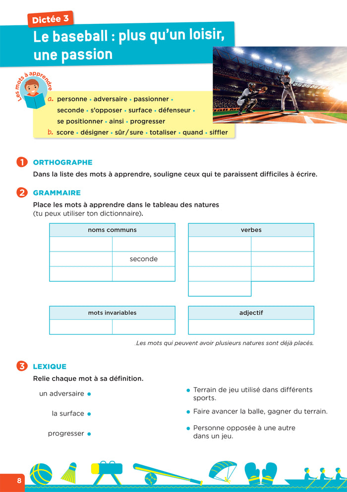 En route pour la dictée CE2-CM1 ! Vive le sport !