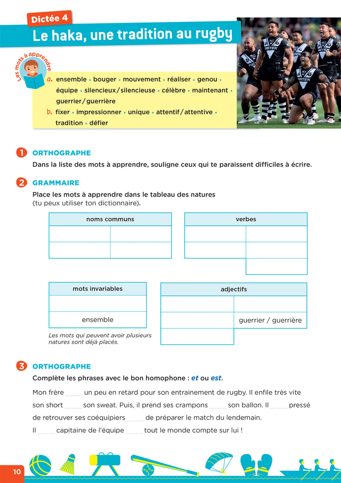 En route pour la dictée CE2-CM1 ! Vive le sport !