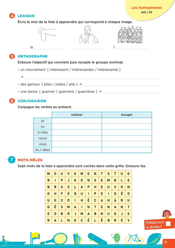 En route pour la dictée CE2-CM1 ! Vive le sport !