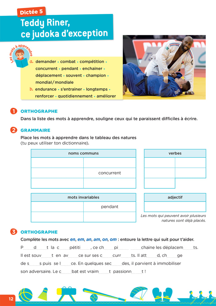 En route pour la dictée CE2-CM1 ! Vive le sport !