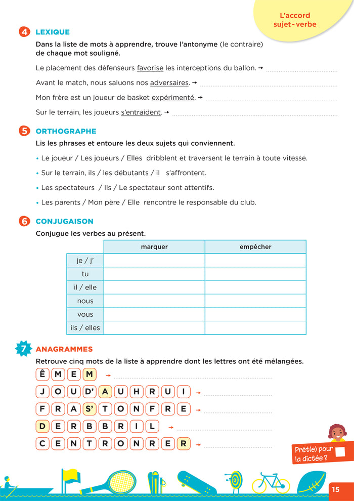 En route pour la dictée CE2-CM1 ! Vive le sport !