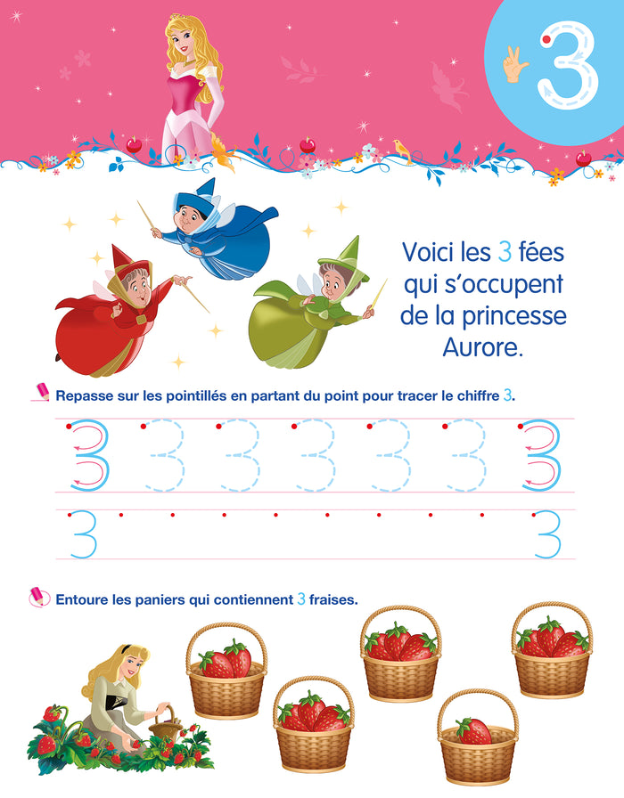 Disney - Princesses - Mon cahier effaçable - J'écris les nombres et je compte