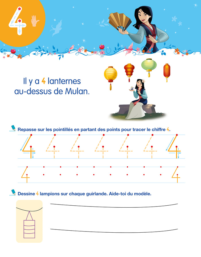 Disney - Princesses - Mon cahier effaçable - J'écris les nombres et je compte