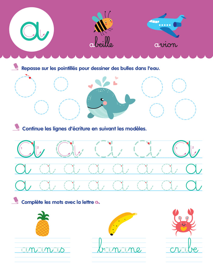 Toute ma maternelle Mon cahier effaçable d'écriture : Les lettres minuscules 4-6 ans