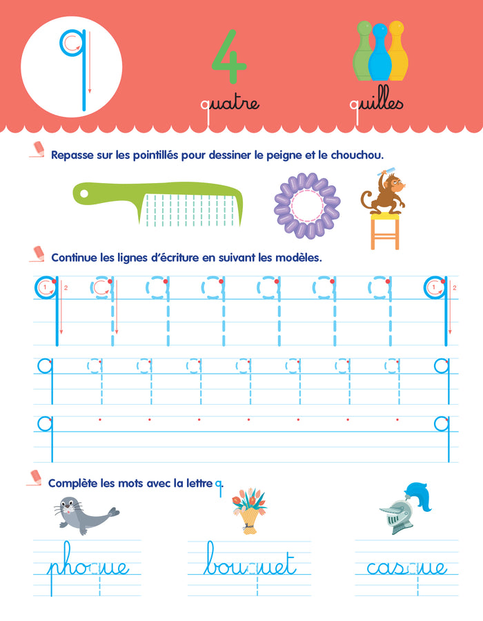 Toute ma maternelle Mon cahier effaçable d'écriture : Les lettres minuscules 4-6 ans