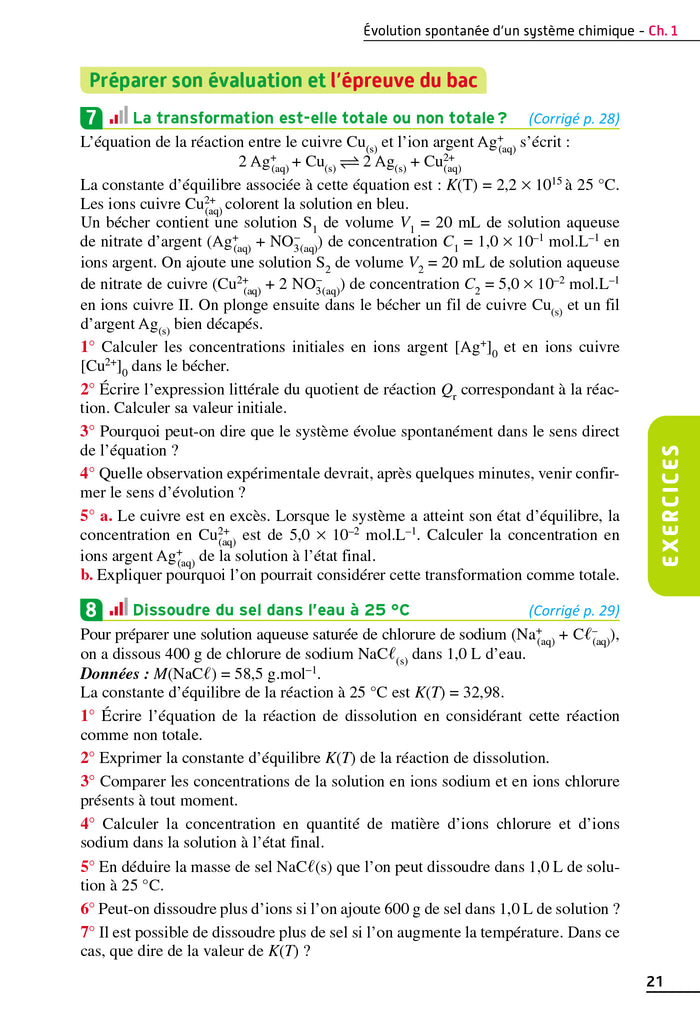Exos résolus spécialité Physique-Chimie Tle