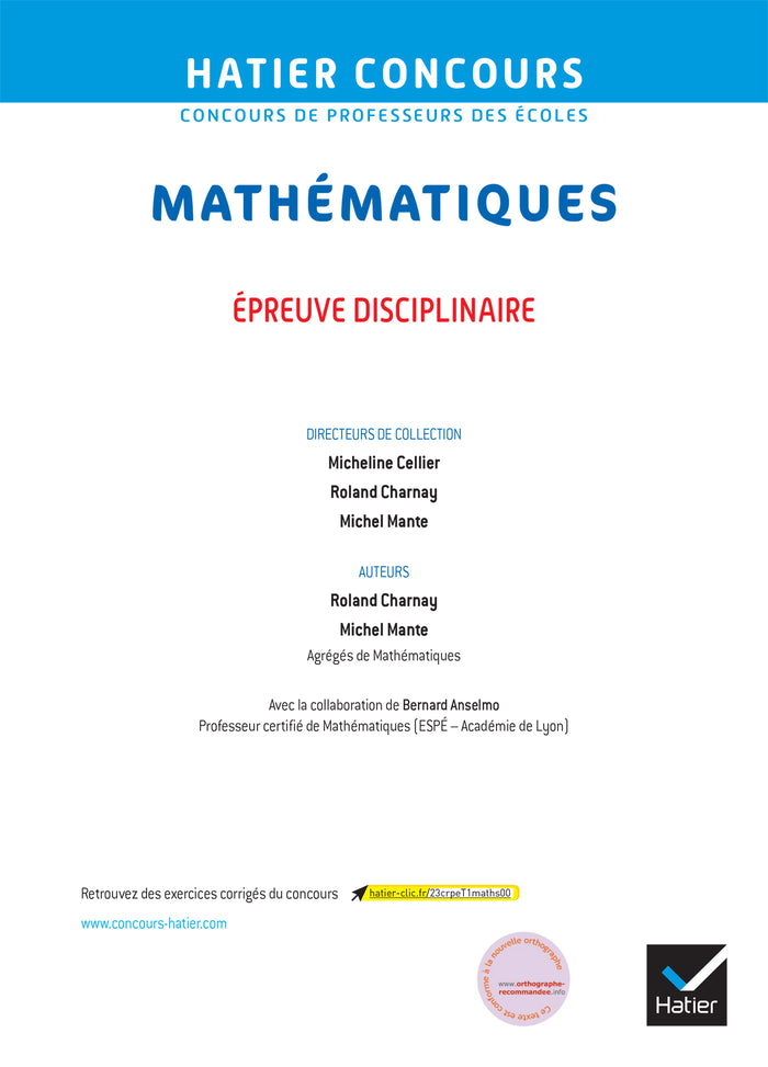 Mathématiques - CRPE 2025-2026 - Epreuve écrite d'admissibilité
