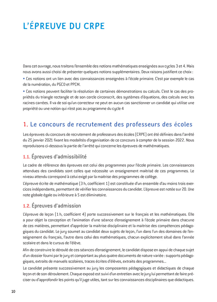 Mathématiques - CRPE 2025-2026 - Epreuve écrite d'admissibilité