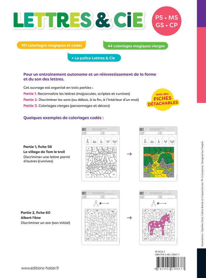 Lettres et Cie - Français PS-MS-GS-CP - Coloriages magiques photocopiables