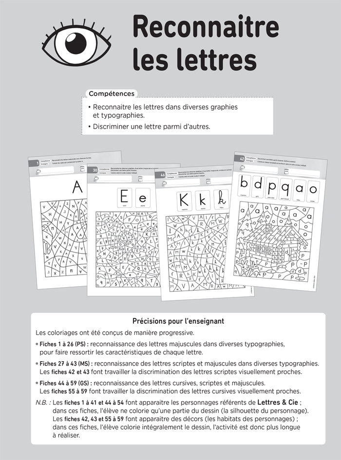 Lettres et Cie - Français PS-MS-GS-CP - Coloriages magiques photocopiables